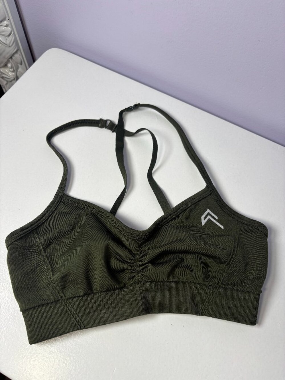 Oneractive EffortlessLift Strappy Athletic Bralette XS Army Green NEW